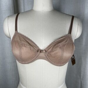 NEW! Chantelle Size 34B Parisian Allure Unlined Plunge Underwire Bra Nude 22310